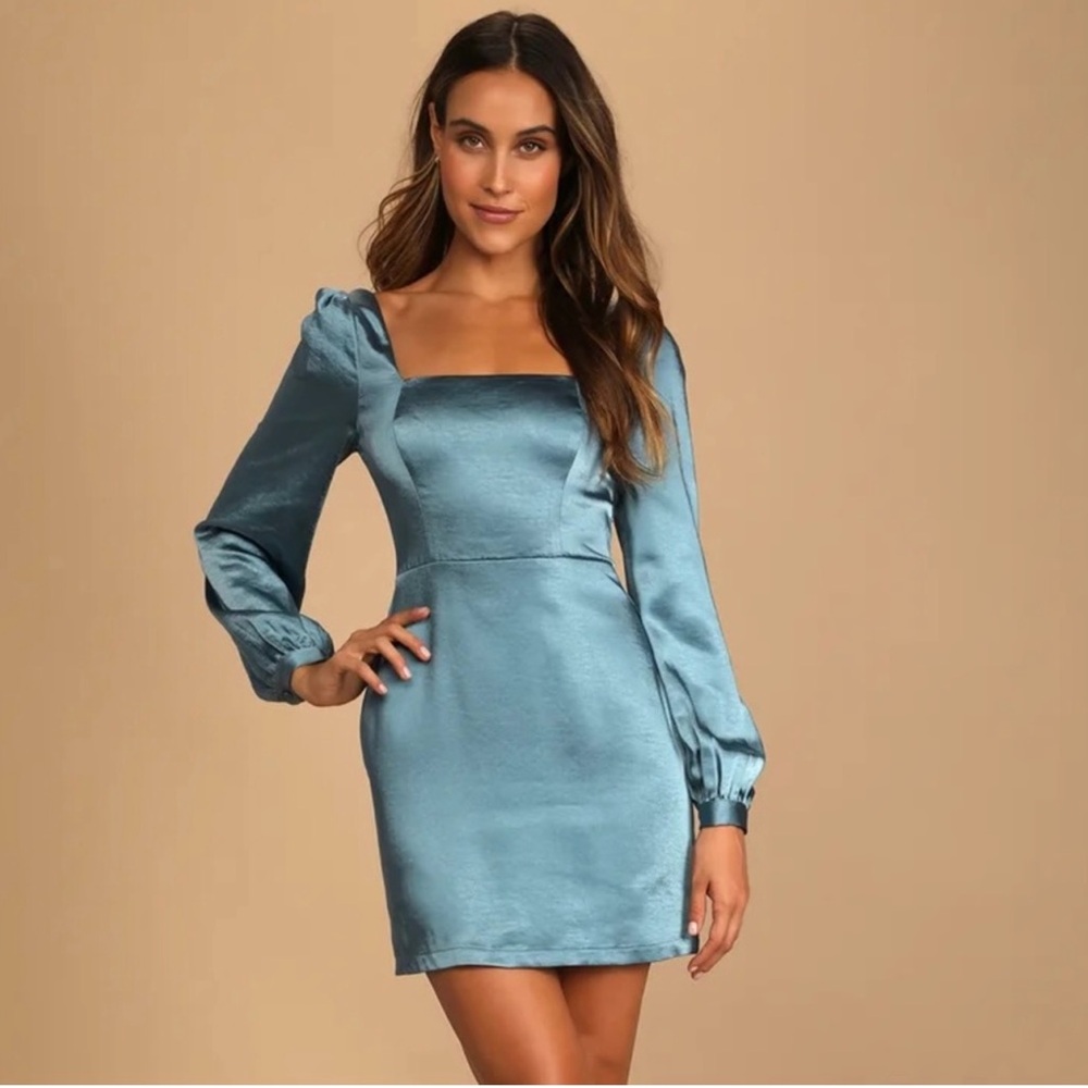 Lulu’s Blue Satin Mini Dress